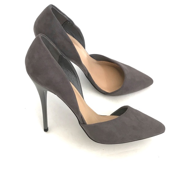 JustFab Shoes - JUSTFAB Eada Stiletto Heels Asymmetrical Pump Pointed Toe Gray Women’s Size 10